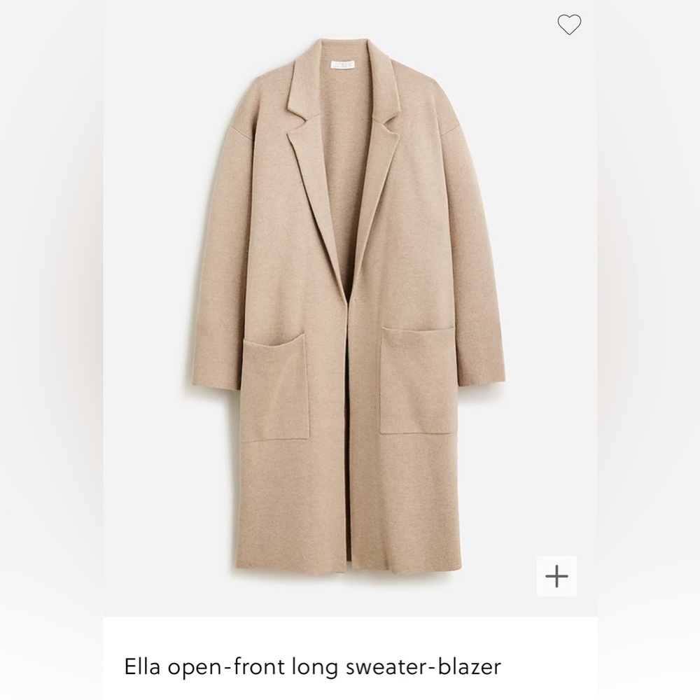 J.Crew Ella Open Front Long Sweater Blazer Size XXS Merino Wool